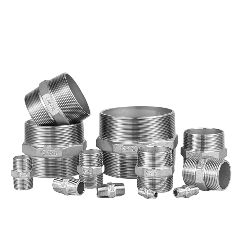 Thép không gỉ hex ren núm vú npt sợi NPT ở cả hai đầu